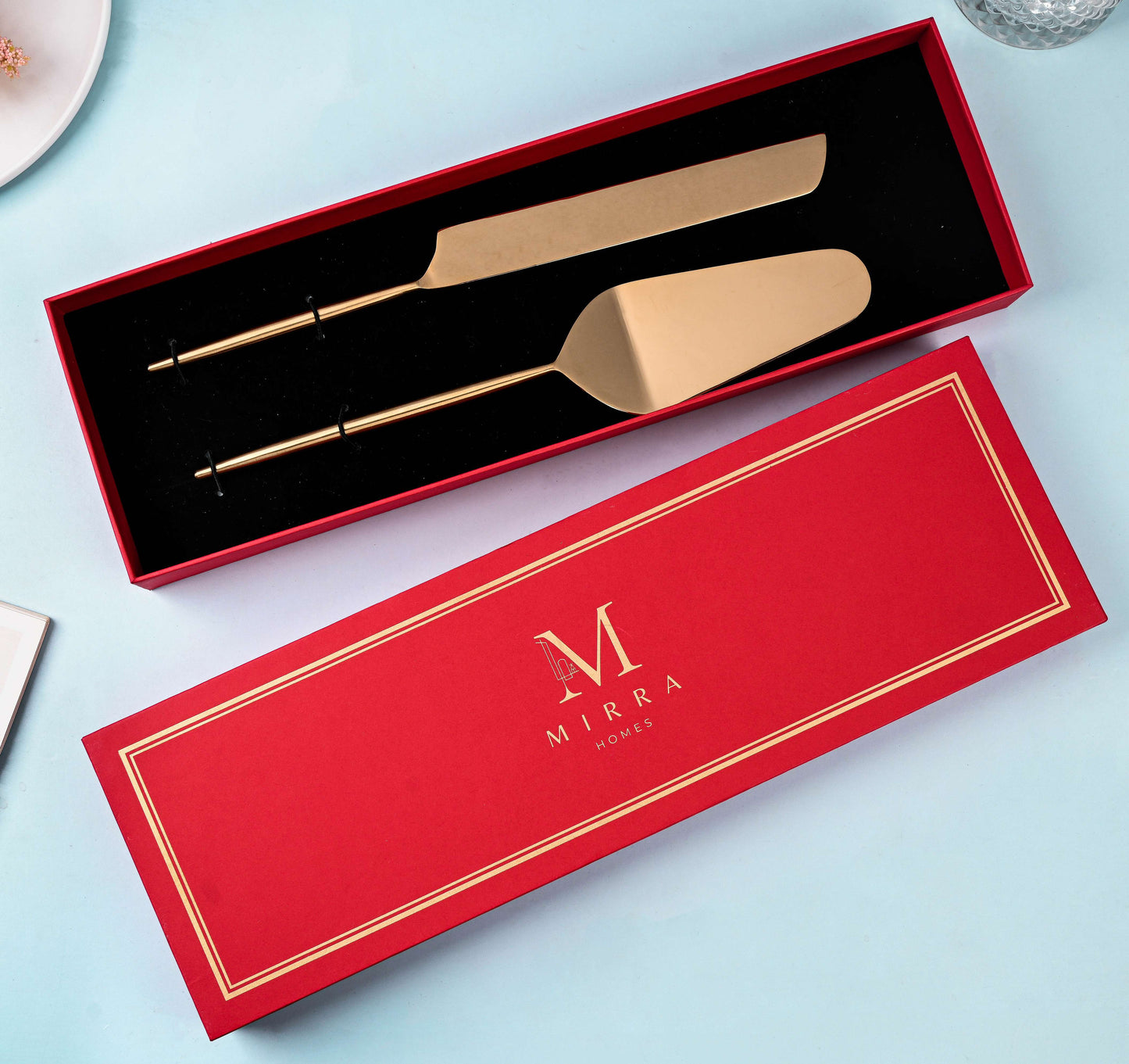 Sapphire Collection - Cake Knife and Server Set of 2 with Luxurious Gift Box
