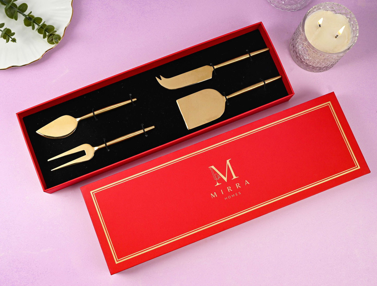 Emerald Collection - Cheese Knives Set of 4 with Luxurious Gift Box