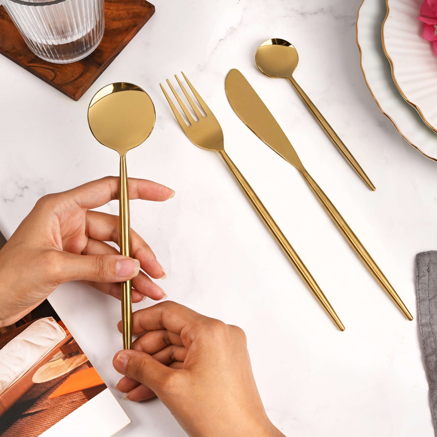 Emerald Collection - Cutlery Set with Luxurious Leather Gift Box
