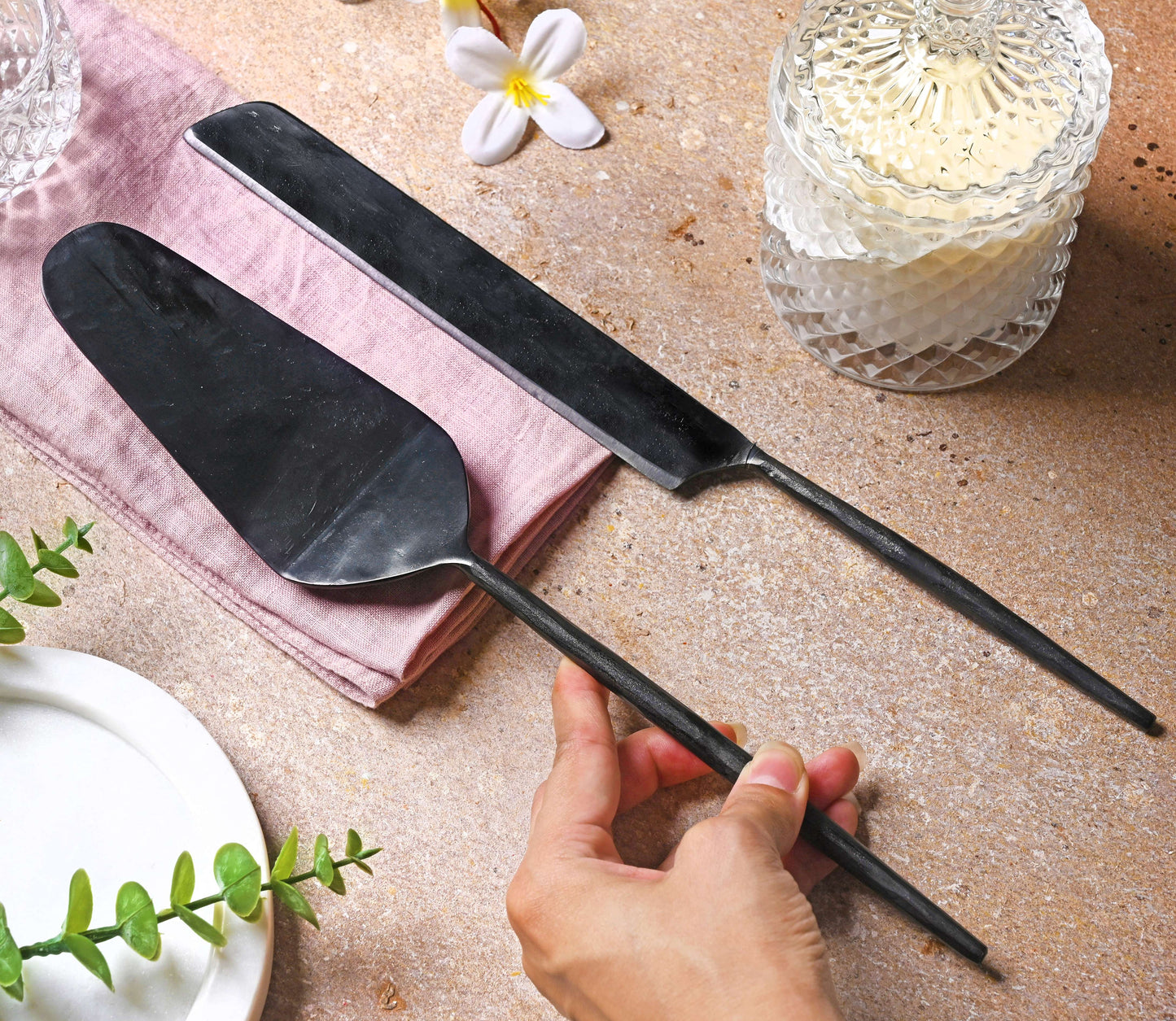Sapphire Collection - Cake Knife and Server Set of 2 with Luxurious Gift Box